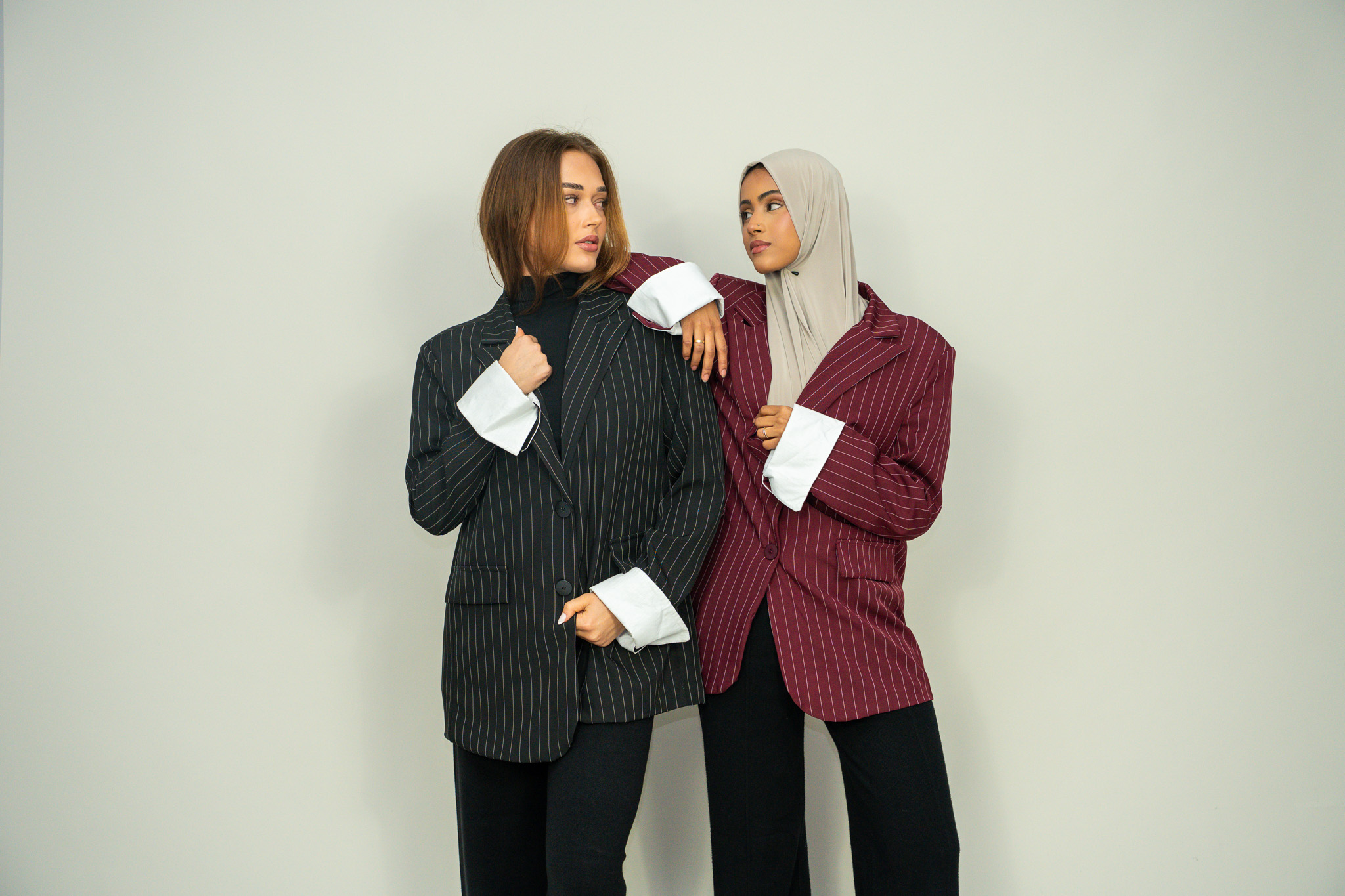 Gestreepte oversized blazer zwartt